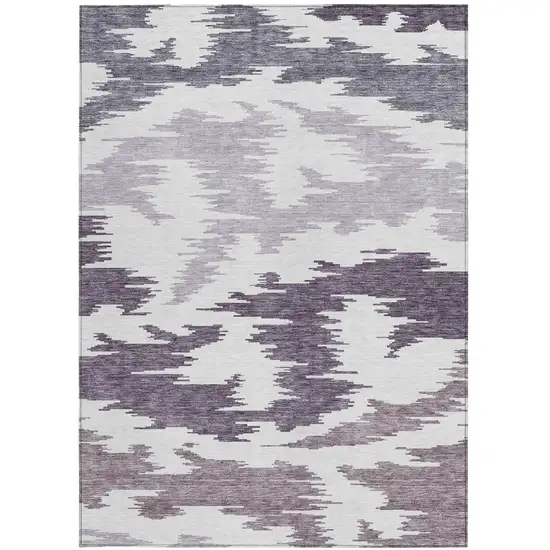 Purple Lavender And Ivory Abstract Washable Indoor Outdoor Area Rug Photo 6