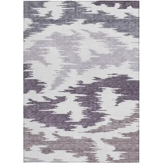 Purple Lavender And Ivory Abstract Washable Indoor Outdoor Area Rug Photo 6