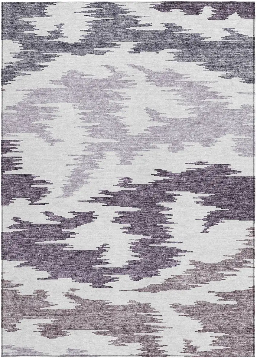 Purple Lavender And Ivory Abstract Washable Indoor Outdoor Area Rug Photo 6