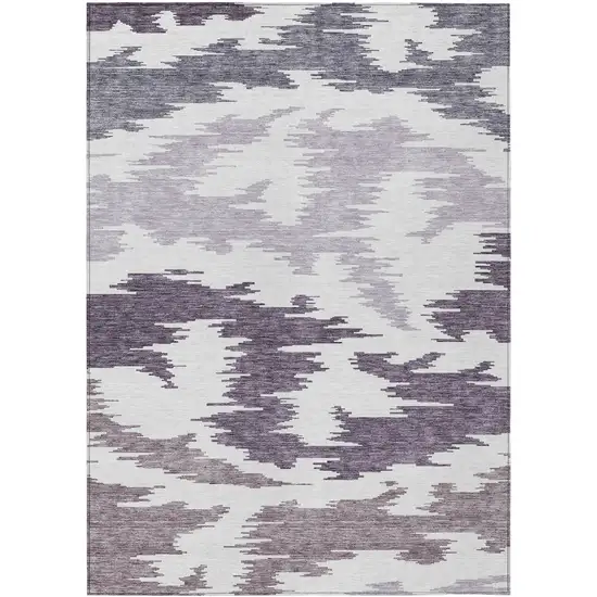 Purple Lavender And Ivory Abstract Washable Indoor Outdoor Area Rug Photo 1