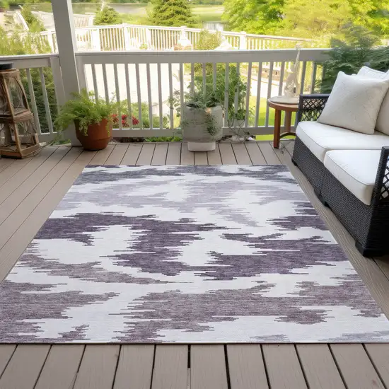 Purple Lavender And Ivory Abstract Washable Indoor Outdoor Area Rug Photo 8