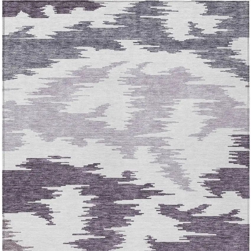 Purple Lavender And Ivory Abstract Washable Indoor Outdoor Area Rug Photo 5