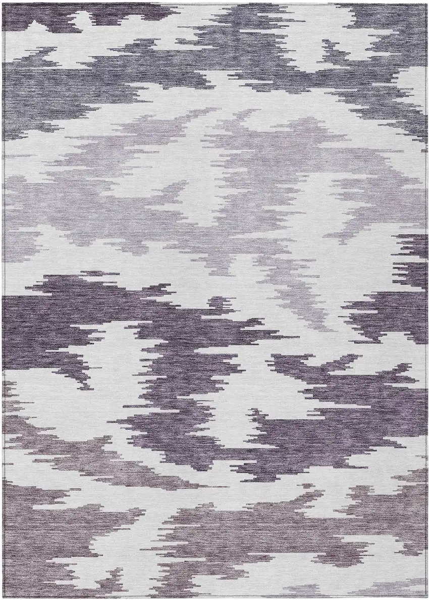 Purple Lavender And Ivory Abstract Washable Indoor Outdoor Area Rug Photo 1