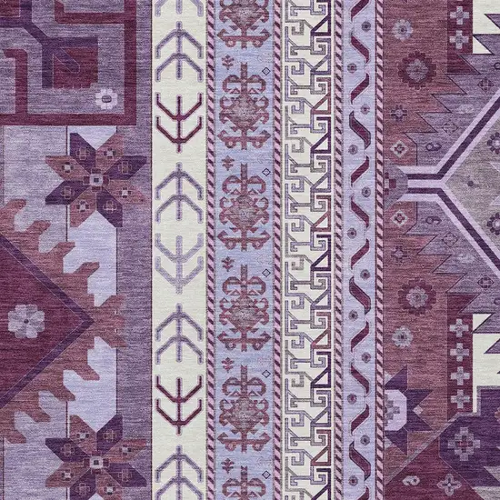 Purple Lavender And Ivory Aztec Washable Indoor Outdoor Area Rug Photo 5