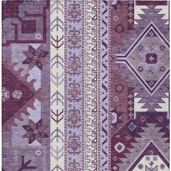 Purple Lavender And Ivory Aztec Washable Indoor Outdoor Area Rug Photo 7