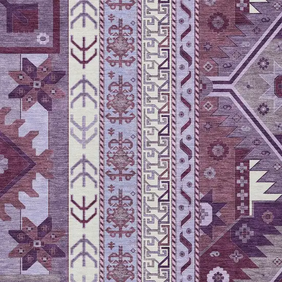 Purple Lavender And Ivory Aztec Washable Indoor Outdoor Area Rug Photo 5
