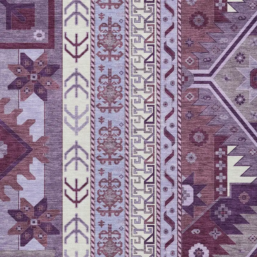 Purple Lavender And Ivory Aztec Washable Indoor Outdoor Area Rug Photo 5