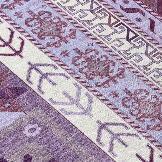 Purple Lavender And Ivory Aztec Washable Indoor Outdoor Area Rug Photo 6