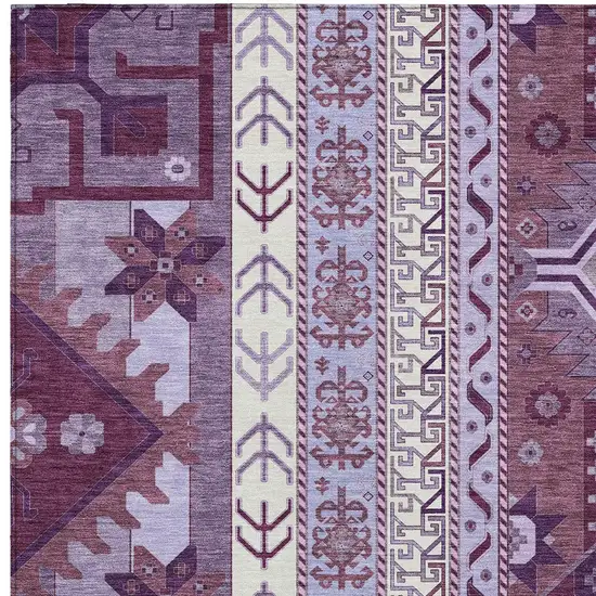 Purple Lavender And Ivory Aztec Washable Indoor Outdoor Area Rug Photo 5