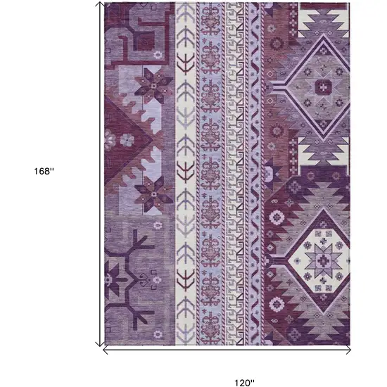 Purple Lavender And Ivory Aztec Washable Indoor Outdoor Area Rug Photo 3