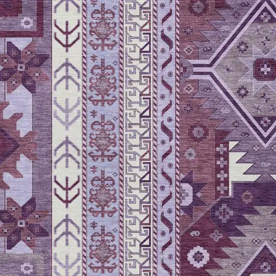 Purple Lavender And Ivory Aztec Washable Indoor Outdoor Area Rug Photo 5