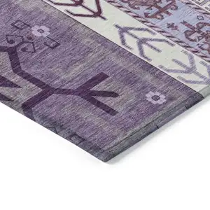 Photo of Purple Lavender And Ivory Aztec Washable Indoor Outdoor Area Rug