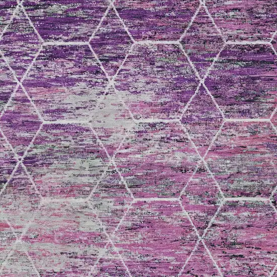 Purple Lavender And Ivory Geometric Washable Indoor Outdoor Area Rug Photo 4