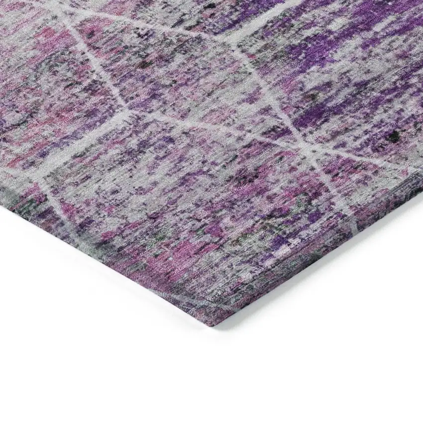 Purple Lavender And Ivory Geometric Washable Indoor Outdoor Area Rug Photo 3