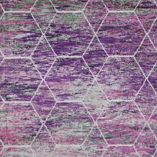 Purple Lavender And Ivory Geometric Washable Indoor Outdoor Area Rug Photo 4