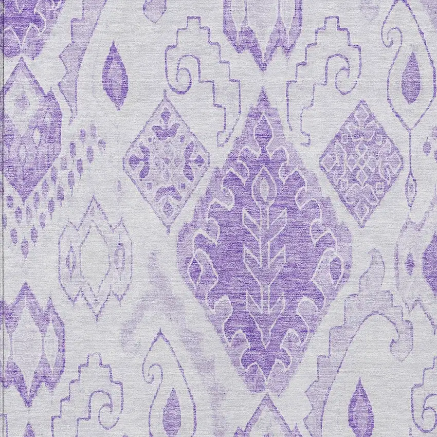 Purple Lavender And Ivory Moroccan Washable Indoor Outdoor Area Rug Photo 4