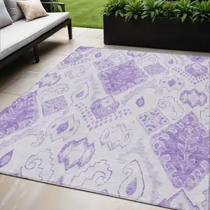 Photo of Purple Lavender And Ivory Moroccan Washable Indoor Outdoor Area Rug
