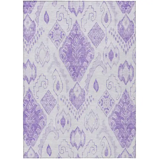 Purple Lavender And Ivory Moroccan Washable Indoor Outdoor Area Rug Photo 2