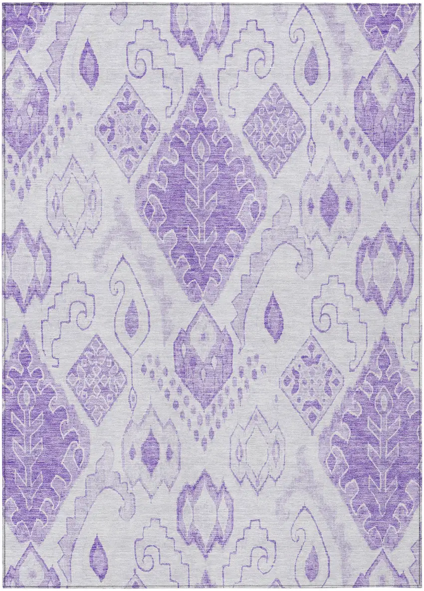 Purple Lavender And Ivory Moroccan Washable Indoor Outdoor Area Rug Photo 2