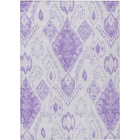 Purple Lavender And Ivory Moroccan Washable Indoor Outdoor Area Rug Photo 2