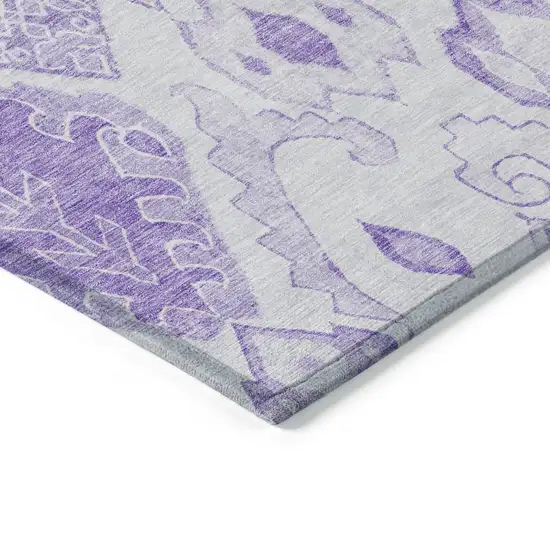Purple Lavender And Ivory Moroccan Washable Indoor Outdoor Area Rug Photo 4