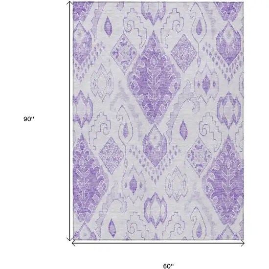 Purple Lavender And Ivory Moroccan Washable Indoor Outdoor Area Rug Photo 3