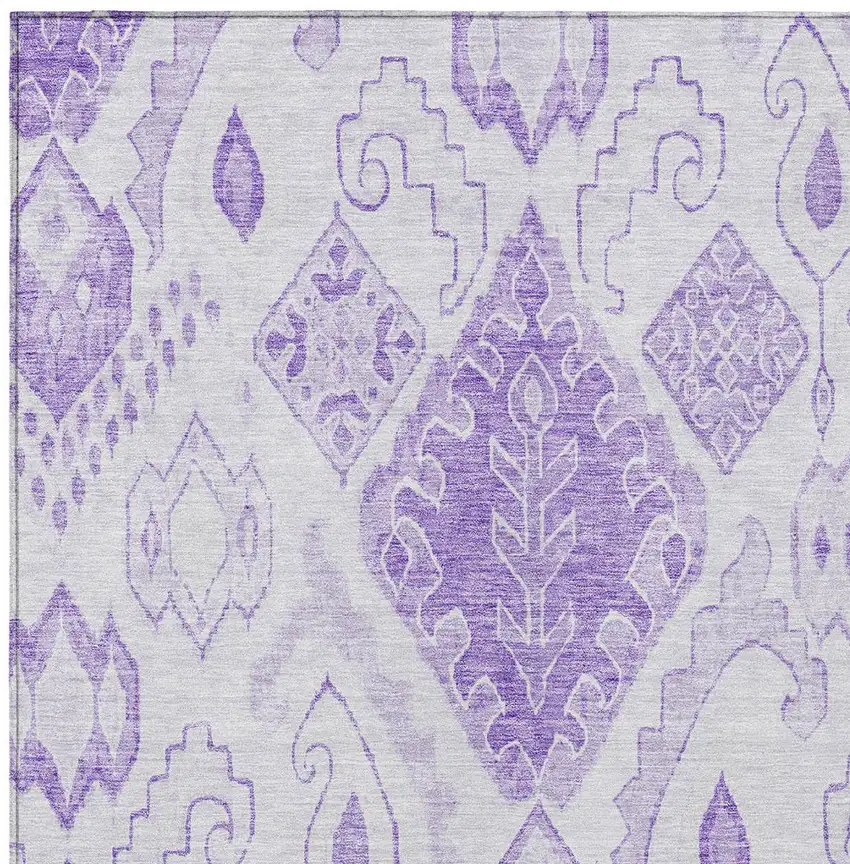 Purple Lavender And Ivory Moroccan Washable Indoor Outdoor Area Rug Photo 5