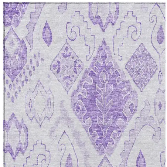 Purple Lavender And Ivory Moroccan Washable Indoor Outdoor Area Rug Photo 5