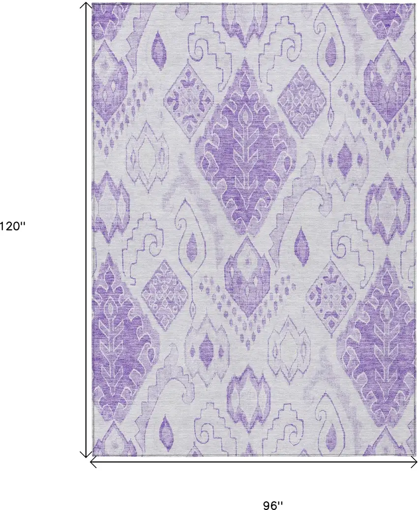 Purple Lavender And Ivory Moroccan Washable Indoor Outdoor Area Rug Photo 3