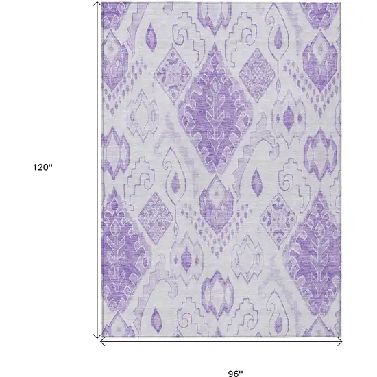 Purple Lavender And Ivory Moroccan Washable Indoor Outdoor Area Rug Photo 3