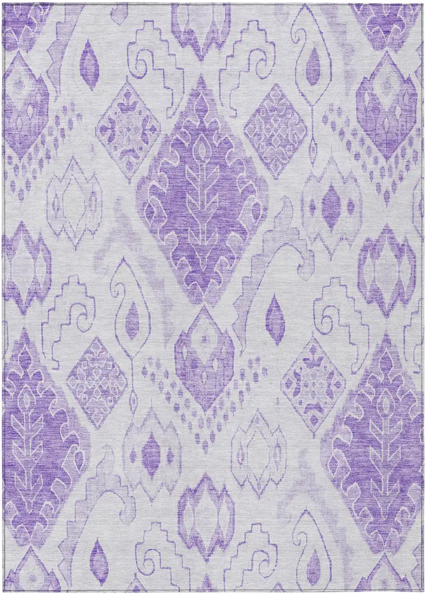 Purple Lavender And Ivory Moroccan Washable Indoor Outdoor Area Rug Photo 2