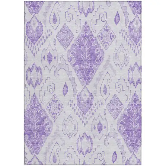 Purple Lavender And Ivory Moroccan Washable Indoor Outdoor Area Rug Photo 5