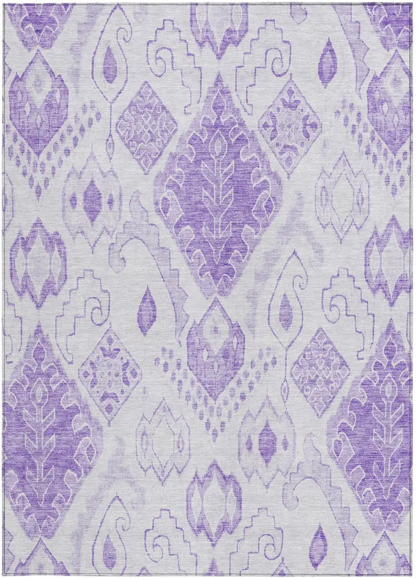 Purple Lavender And Ivory Moroccan Washable Indoor Outdoor Area Rug Photo 5