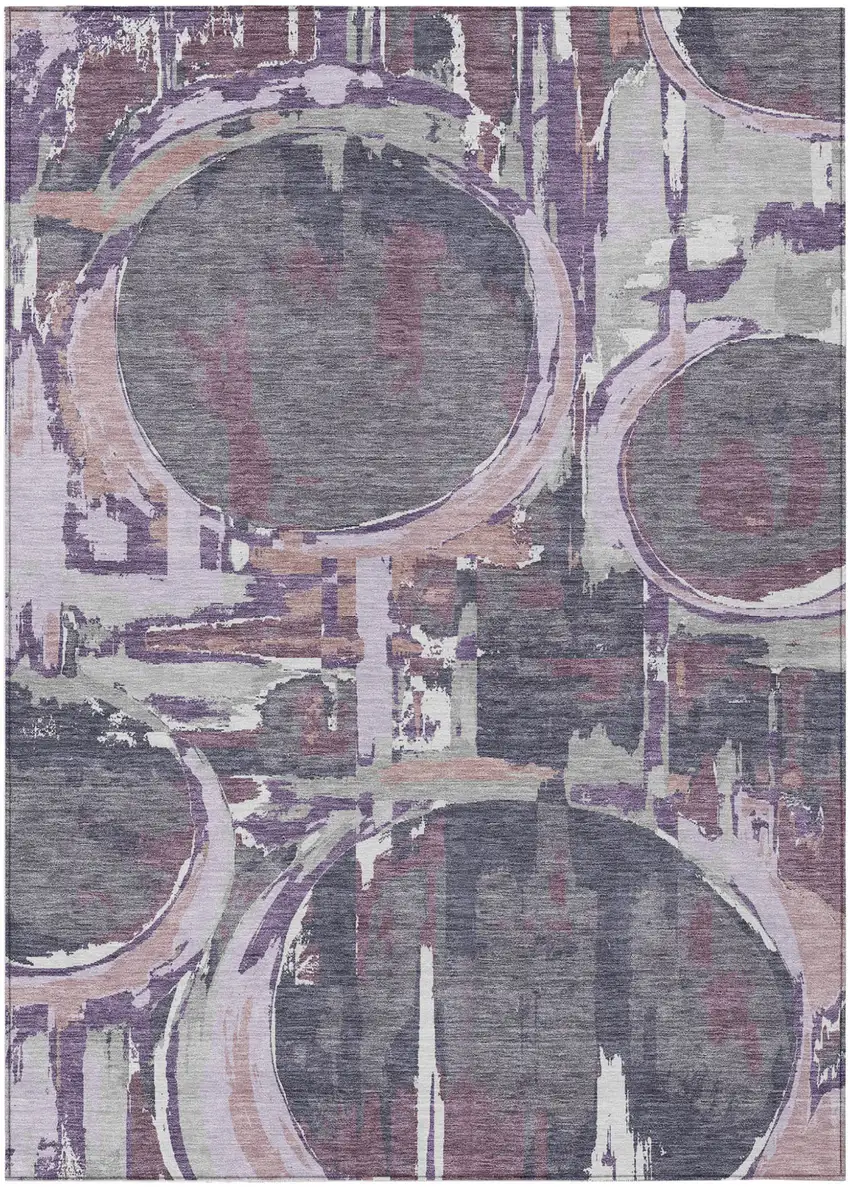 Purple Lavender And Plum Geometric Washable Indoor Outdoor Area Rug Photo 2