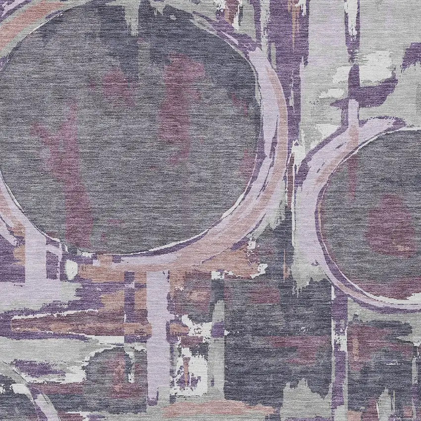 Purple Lavender And Plum Geometric Washable Indoor Outdoor Area Rug Photo 6