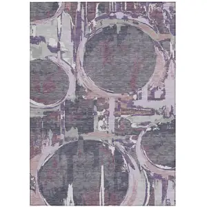 Photo of Purple Lavender And Plum Geometric Washable Indoor Outdoor Area Rug