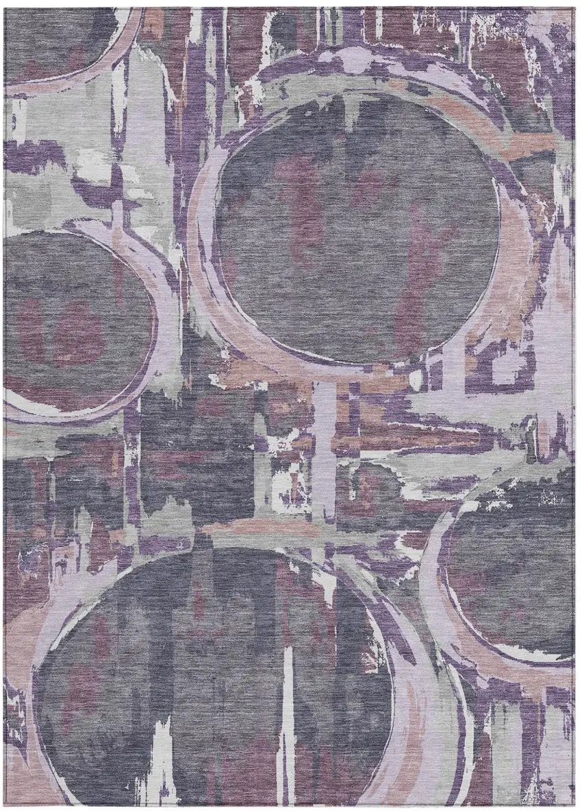 Purple Lavender And Plum Geometric Washable Indoor Outdoor Area Rug Photo 8