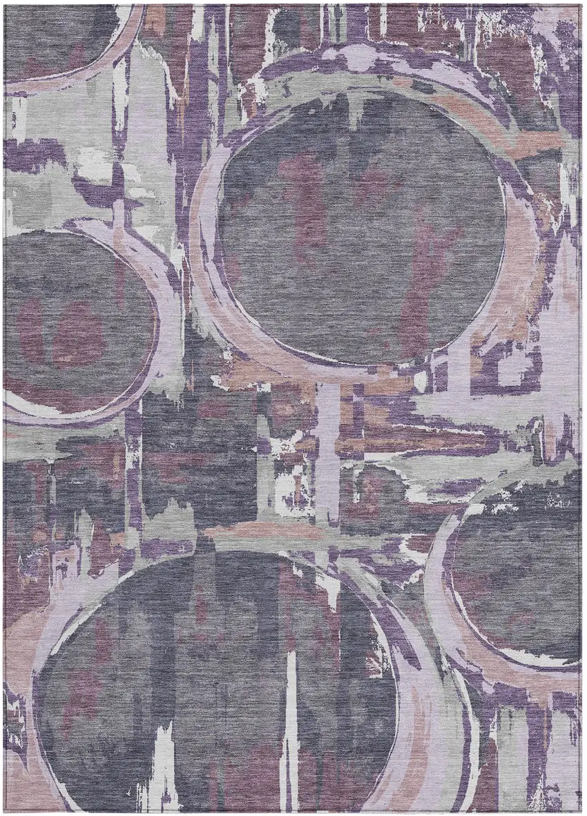 Purple Lavender And Plum Geometric Washable Indoor Outdoor Area Rug Photo 8