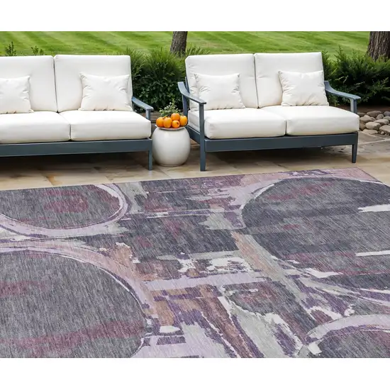 Purple Lavender And Plum Geometric Washable Indoor Outdoor Area Rug Photo 1