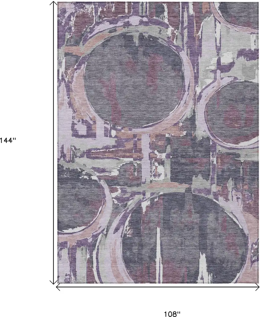 Purple Lavender And Plum Geometric Washable Indoor Outdoor Area Rug Photo 3