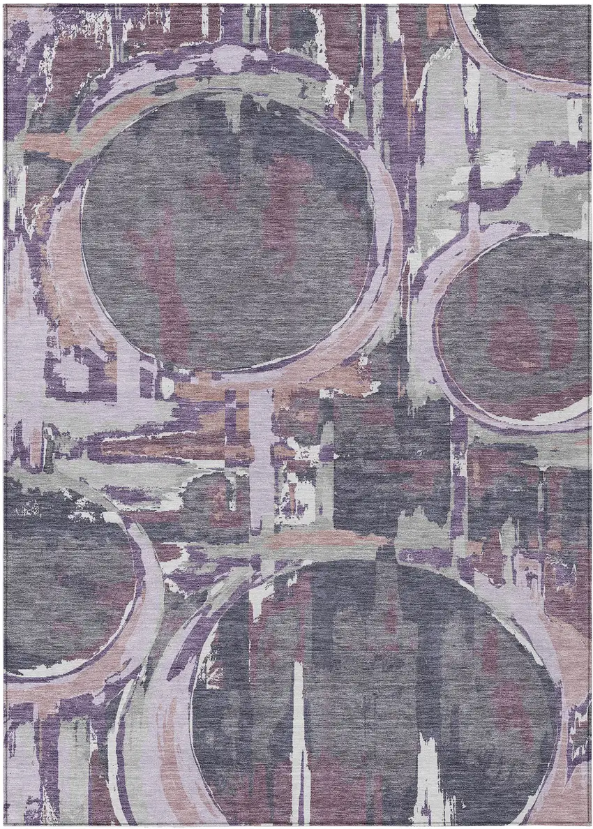 Purple Lavender And Plum Geometric Washable Indoor Outdoor Area Rug Photo 2