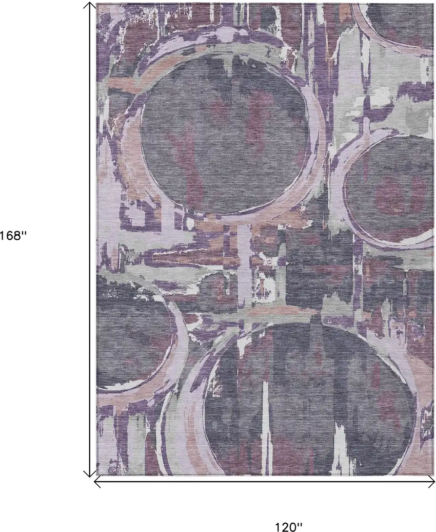 Purple Lavender And Plum Geometric Washable Indoor Outdoor Area Rug Photo 3