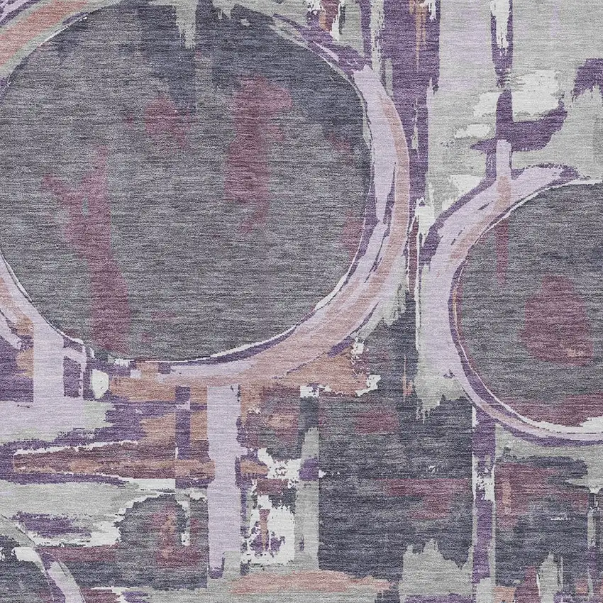 Purple Lavender And Plum Geometric Washable Indoor Outdoor Area Rug Photo 6