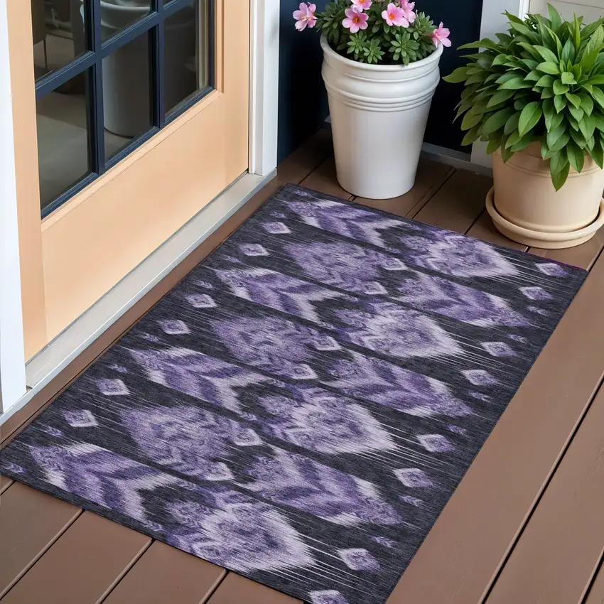 Purple Lavender And Plum Southwestern Washable Indoor Outdoor Area Rug Photo 1