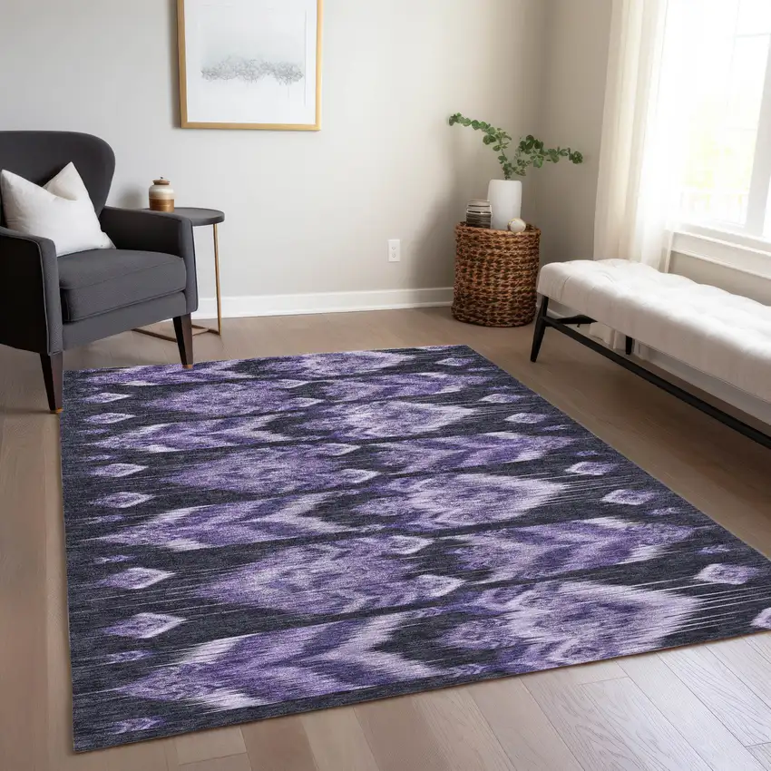 Purple Lavender And Plum Southwestern Washable Indoor Outdoor Area Rug Photo 9