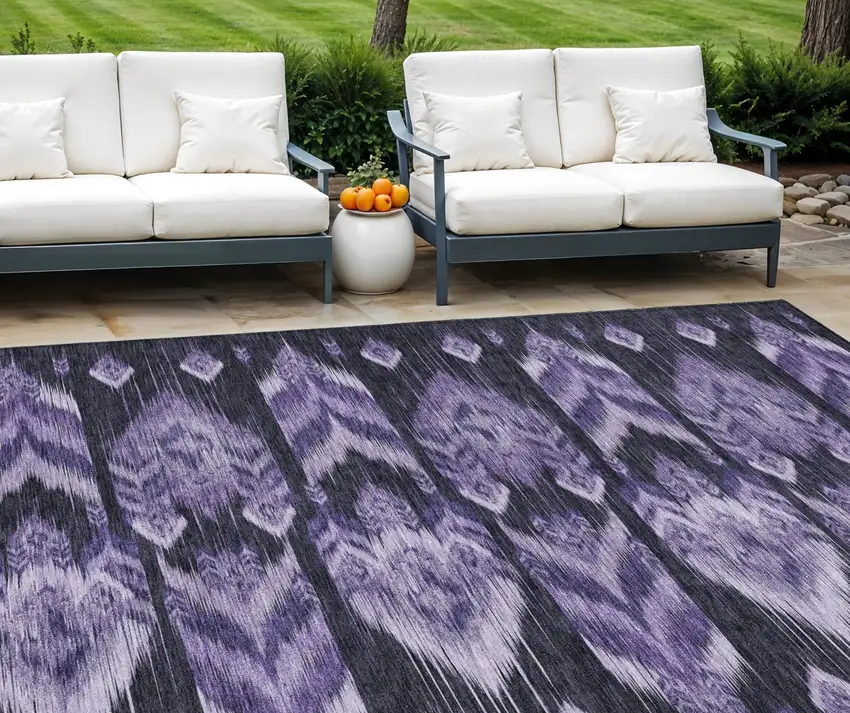 Purple Lavender And Plum Southwestern Washable Indoor Outdoor Area Rug Photo 1