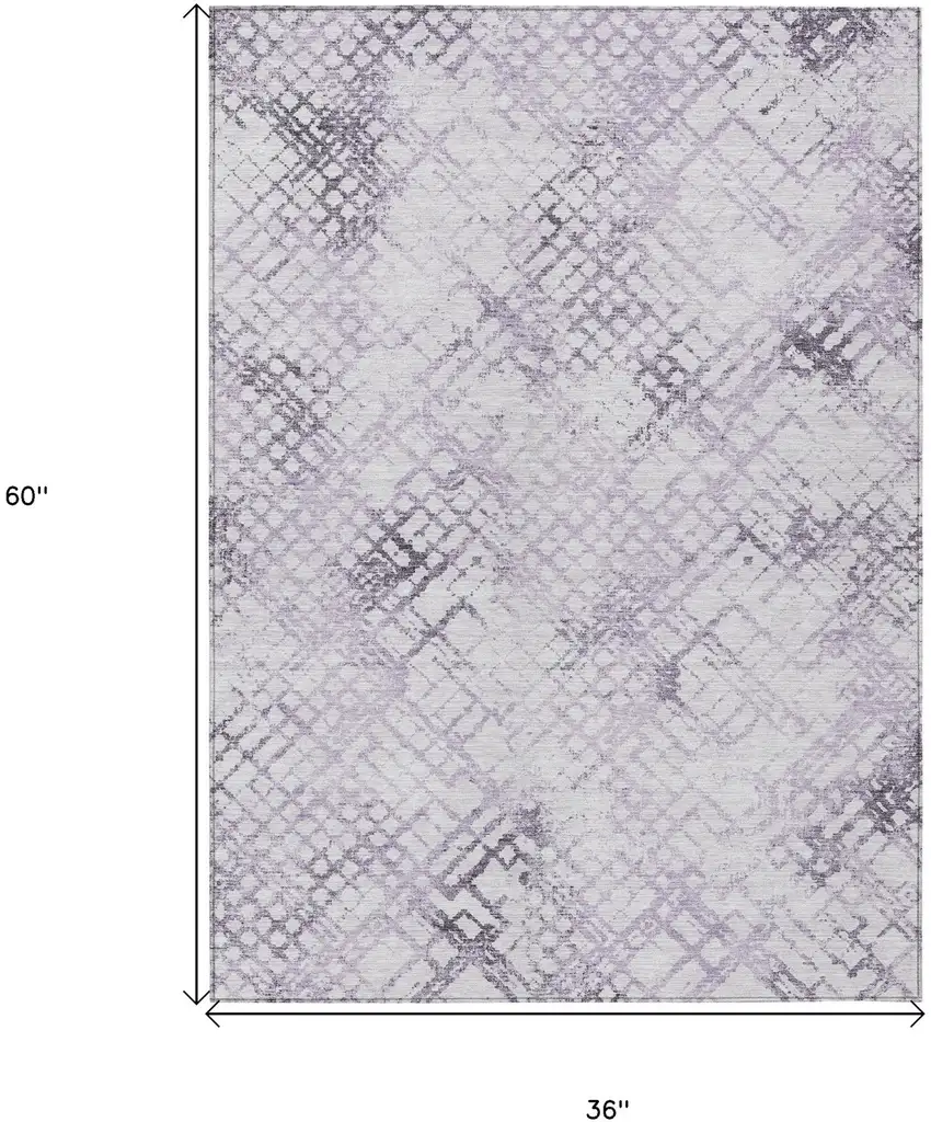Purple Lavender And Silver Geometric Washable Indoor Outdoor Area Rug Photo 3