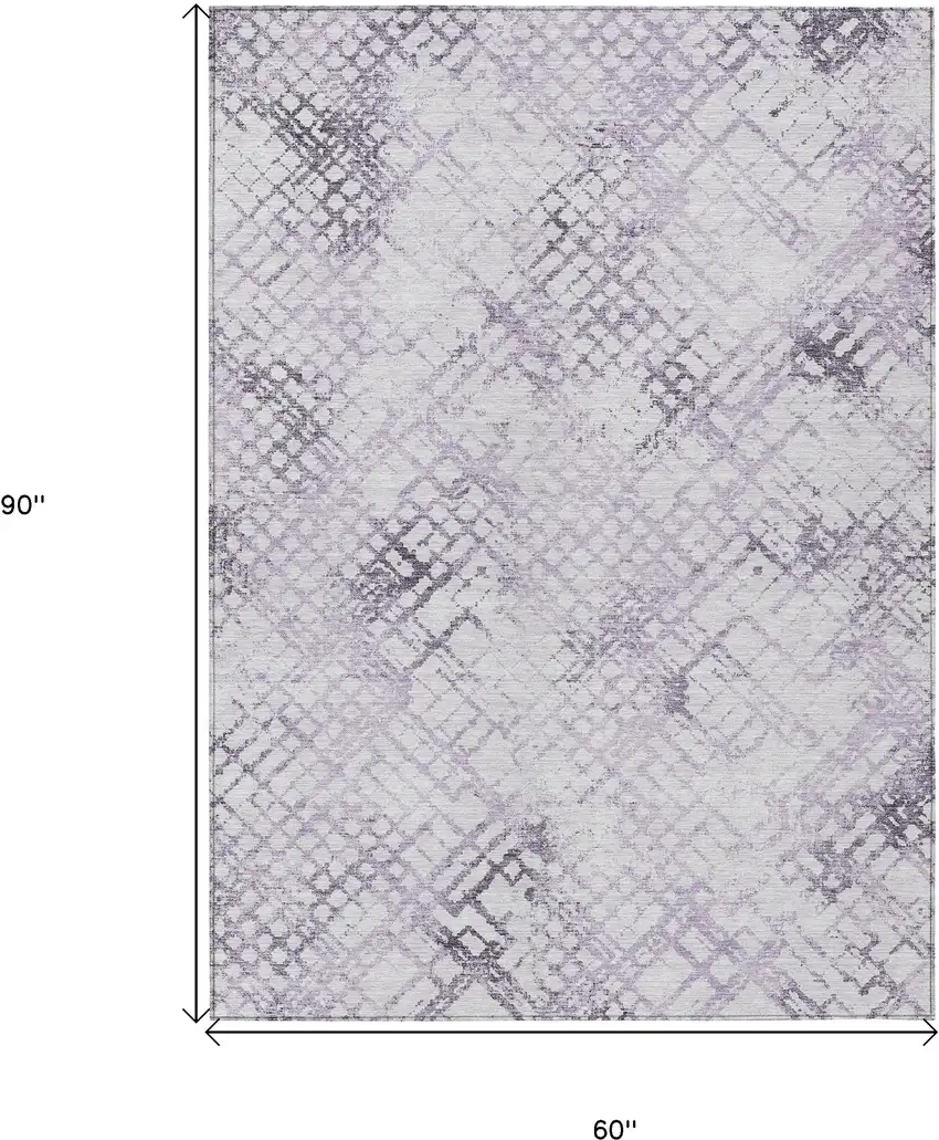 Purple Lavender And Silver Geometric Washable Indoor Outdoor Area Rug Photo 3