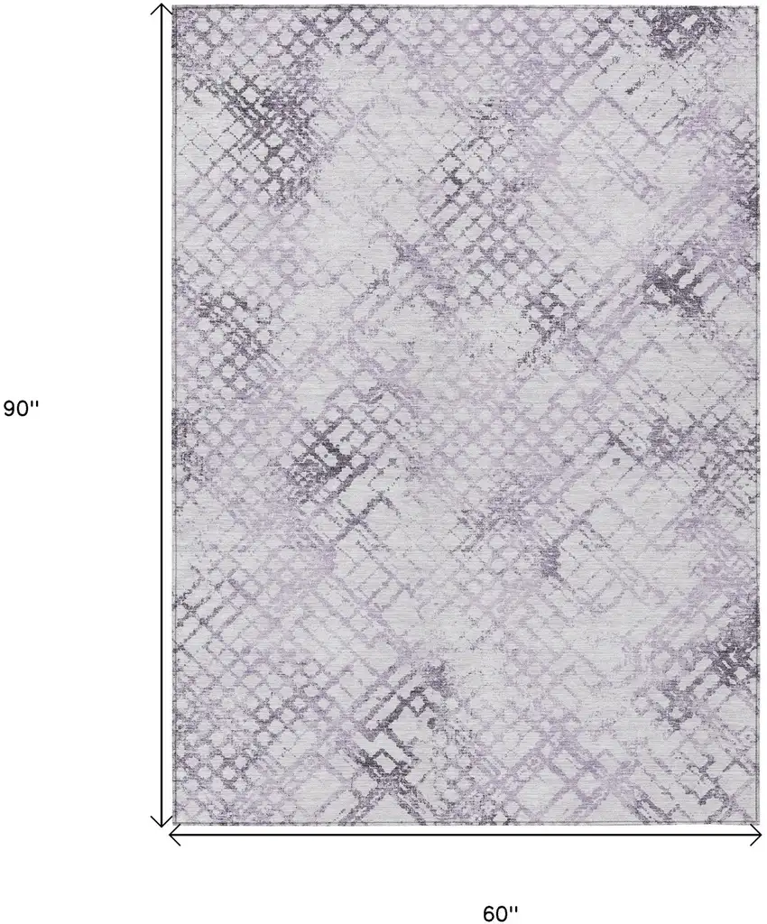 Purple Lavender And Silver Geometric Washable Indoor Outdoor Area Rug Photo 3