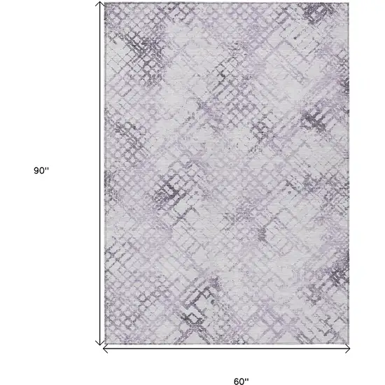 Purple Lavender And Silver Geometric Washable Indoor Outdoor Area Rug Photo 3